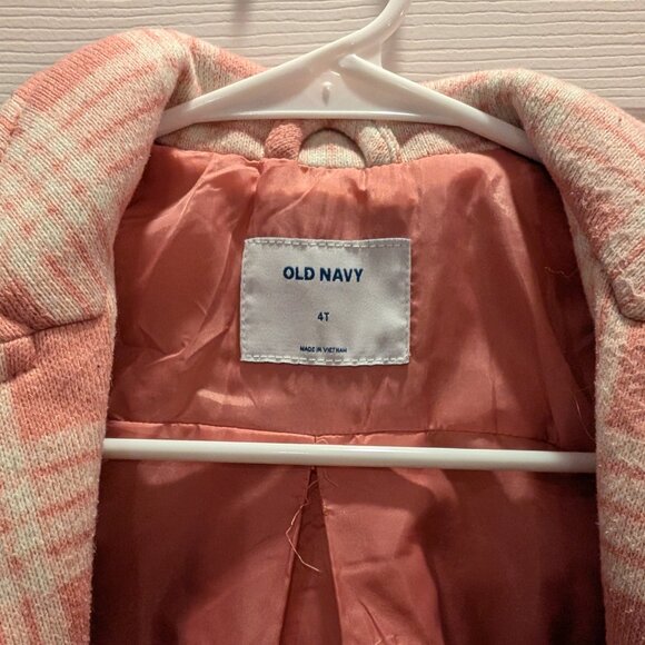 Girls toddler Old Navy pink plaid peacoat, size 4T - Picture 5 of 7